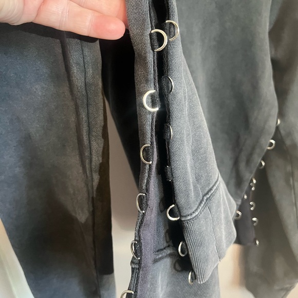 All Saints Women Cropped Sweater Daner Split-Side Size S Dark Gray - Picture 3 of 7